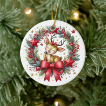 Süßer maßgeschneiderter Hirsch-Weihnachtskranz