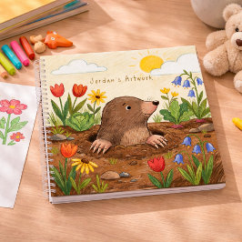 Süßer Maulwurf im Blumengarten Kinder-Skizzenbuch Notizblock