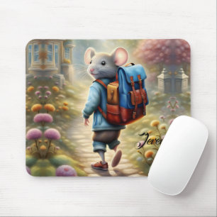 Süßer Mäusejunge auf dem Weg zur Schule, personali Mousepad