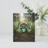 Süßer May-Igel mit Smaragd-Herz Postkarte (Stehend Vorderseite)