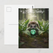 Süßer May-Igel mit Smaragd-Herz Postkarte (Vorne/Hinten)