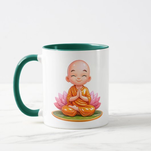 Süßer Meditationsmönch Kind Tasse (Links)