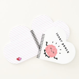 Süßer meditierender Gehirn & minimalistischer inne Notizblock