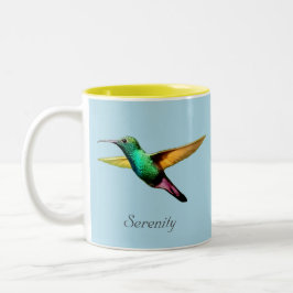 Süßer mehrfarbiger Kolibri auf Hellblau Zweifarbige Tasse