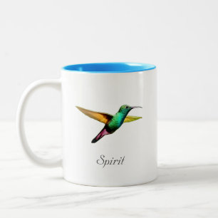 Süßer mehrfarbiger Kolibri & Kalligrafie Zweifarbige Tasse