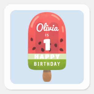 Süßer Meloneneis Happy Birthday Quadratischer Aufkleber