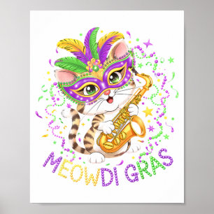 Süßer Meowdi Gras lustiger Mardi-Kater Poster