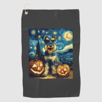 Süßer Miniaturschnauzer-Hund Halloween Jack O Lant Golfhandtuch