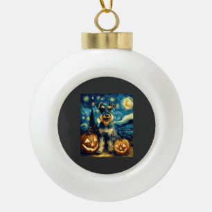 Süßer Miniaturschnauzer-Hund Halloween Jack O Lant Keramik Kugel-Ornament