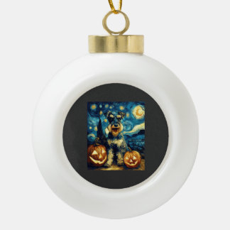 Süßer Miniaturschnauzer-Hund Halloween Jack O Lant Keramik Kugel-Ornament