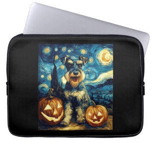 Süßer Miniaturschnauzer-Hund Halloween Jack O Lant Laptopschutzhülle