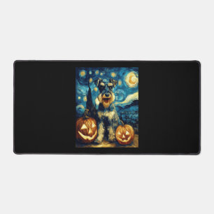 Süßer Miniaturschnauzer-Hund Halloween Jack O Lant Schreibtischunterlage