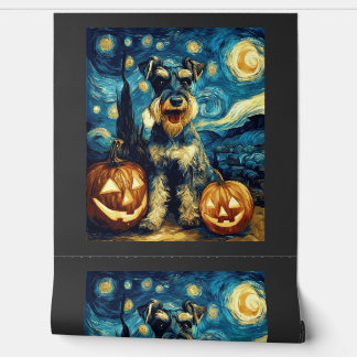 Süßer Miniaturschnauzer-Hund Halloween Jack O Lant Tapete
