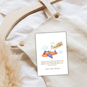 Süßer minimalistischer Aviator-Flugzeug-Baby-Party Dankeskarte