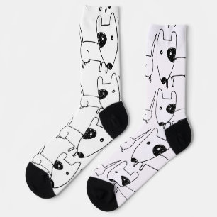 Süßer minimalistischer Hund mit schwarzem Auge Thu Socken