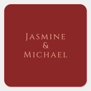 Süßer minimalistischer tiefroter und pfirsichfarbe quadratischer aufkleber