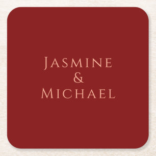 Süßer minimalistischer tiefroter und pfirsichfarbe rechteckiger pappuntersetzer