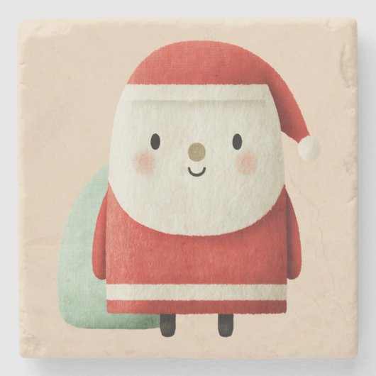 Süßer minimalistischer Weihnachtsmann Steinuntersetzer (Vorderseite)