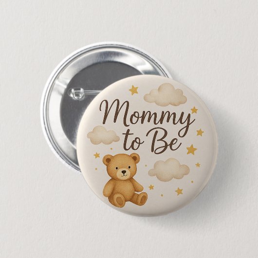Süßer moderner Teddybär-Mama-Button Button (Vorne & Hinten)