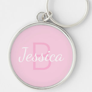 Süßer monogrammierter Mädchenname   Rosa & Weiß Schlüsselanhänger