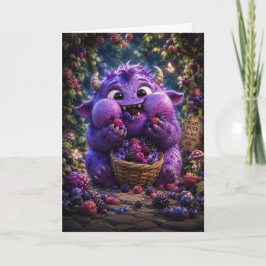 Süßer Monster Fantasy Waldkunst Berry Bandit Karte