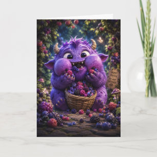 Süßer Monster Fantasy Waldkunst Berry Bandit Karte