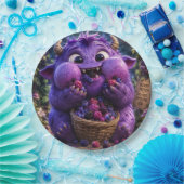 Süßer Monster-Fantasy-Waldkunst Berry Bandit Pappteller (Party)