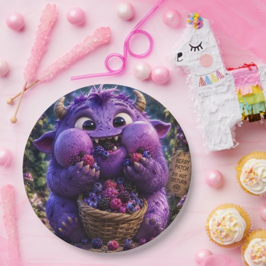 Süßer Monster-Fantasy-Waldkunst Berry Bandit Pappteller (Party)
