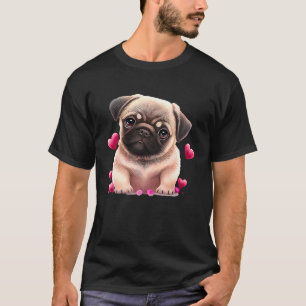 Süßer Mopp und rosa Herz Valentinstag 2023 T-Shirt