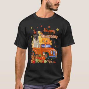 Süßer Mops auf Kürbislaster Thanksgiving Hund T-Shirt