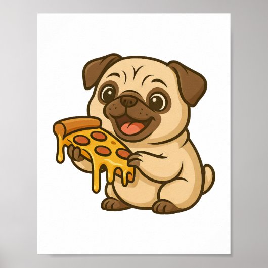 Süßer Mops-Donut-Cartoon lustig munchierend Poster (Vorne)