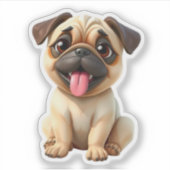 Süßer Mops-Hund Aufkleber (Vorderseite)