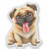 Süßer Mops-Hund Aufkleber (Vorderseite)