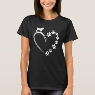 Süßer Mops Hund Dachshund Herz Pfotenabdruck Liebe T-Shirt