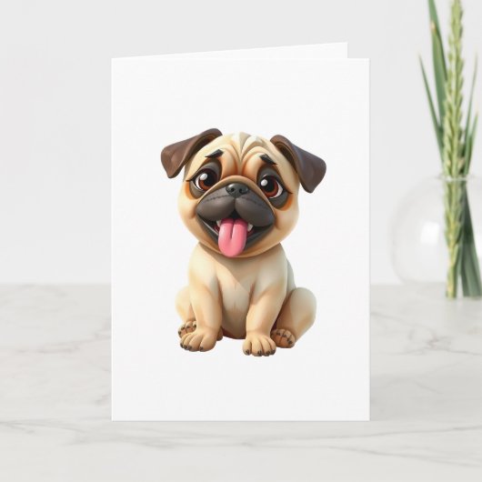 Süßer Mops-Hund Feiertagskarte (Vorderseite)