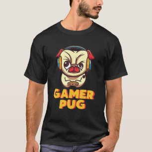 Süßer Mops-Hund Gamer Hundebesitzer Videospiel T-Shirt