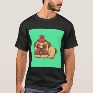 Süßer Mops-Hund kranke Fieber-Cartoon-Vektor-Icon  T-Shirt