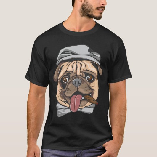 Süßer Mops-Hund Mafia-Hund T-Shirt (Vorderseite)