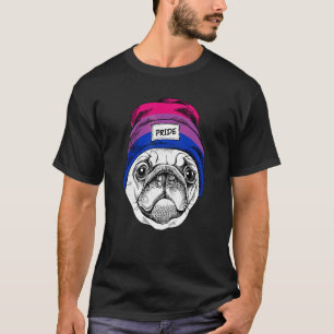 Süßer Mops-Hund mit bisexueller Regenbogen-Pride-M T-Shirt