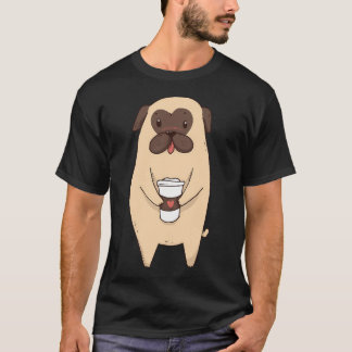 Süßer Mops-Hund mit Kaffee T-Shirt