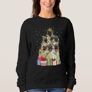 Süßer Mops-Hund Weihnachtsbaumlichter Haustier Wel Sweatshirt