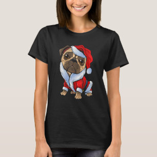 Süßer Mops-Hund Weihnachtsmann Hut Xmas Schlafanzu T-Shirt