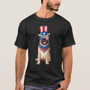 Süßer Mops Hund Welpe Patriotischer Amerikanischer T-Shirt
