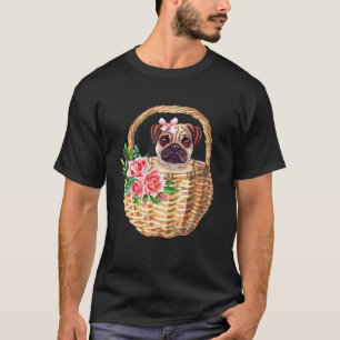 Süßer Mops im Blumenkorb Mops Besitzer Hund Mops M T-Shirt