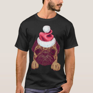 Süßer Mops in einem Weihnachts-Santa-Hut T-Shirt