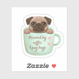 süßer Mops in einer Kaffeetasse Sticker