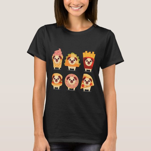 süßer Mops, lustiger Mops, Eiscreme-Mops, Taco-Mop T-Shirt (Vorderseite)
