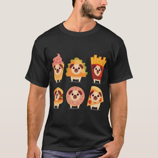 süßer Mops, lustiger Mops, Eiscreme-Mops, Taco-Mop T-Shirt (Vorderseite)
