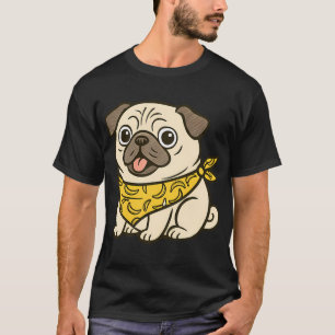 Süßer Mops mit Bananen-Bandana - Bezaubernde Hunde T-Shirt
