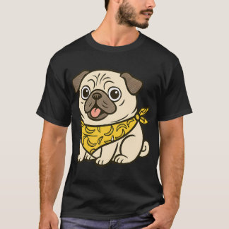 Süßer Mops mit Bananen-Bandana - Bezaubernde Hunde T-Shirt